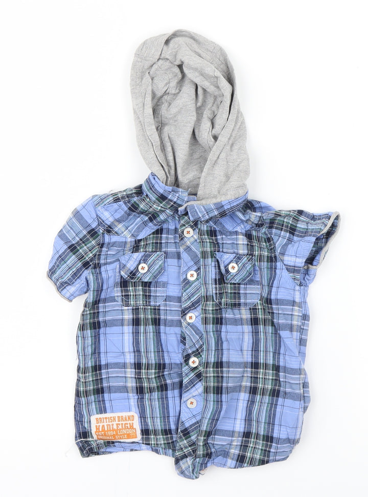 Hadleigh London Boys Blue Check  Basic Button-Up Size 18-24 Months
