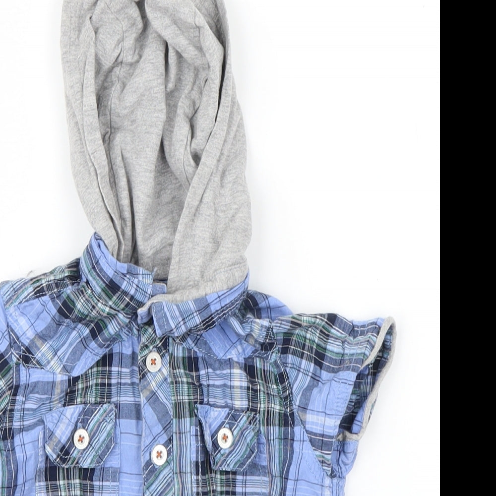 Hadleigh London Boys Blue Check  Basic Button-Up Size 18-24 Months