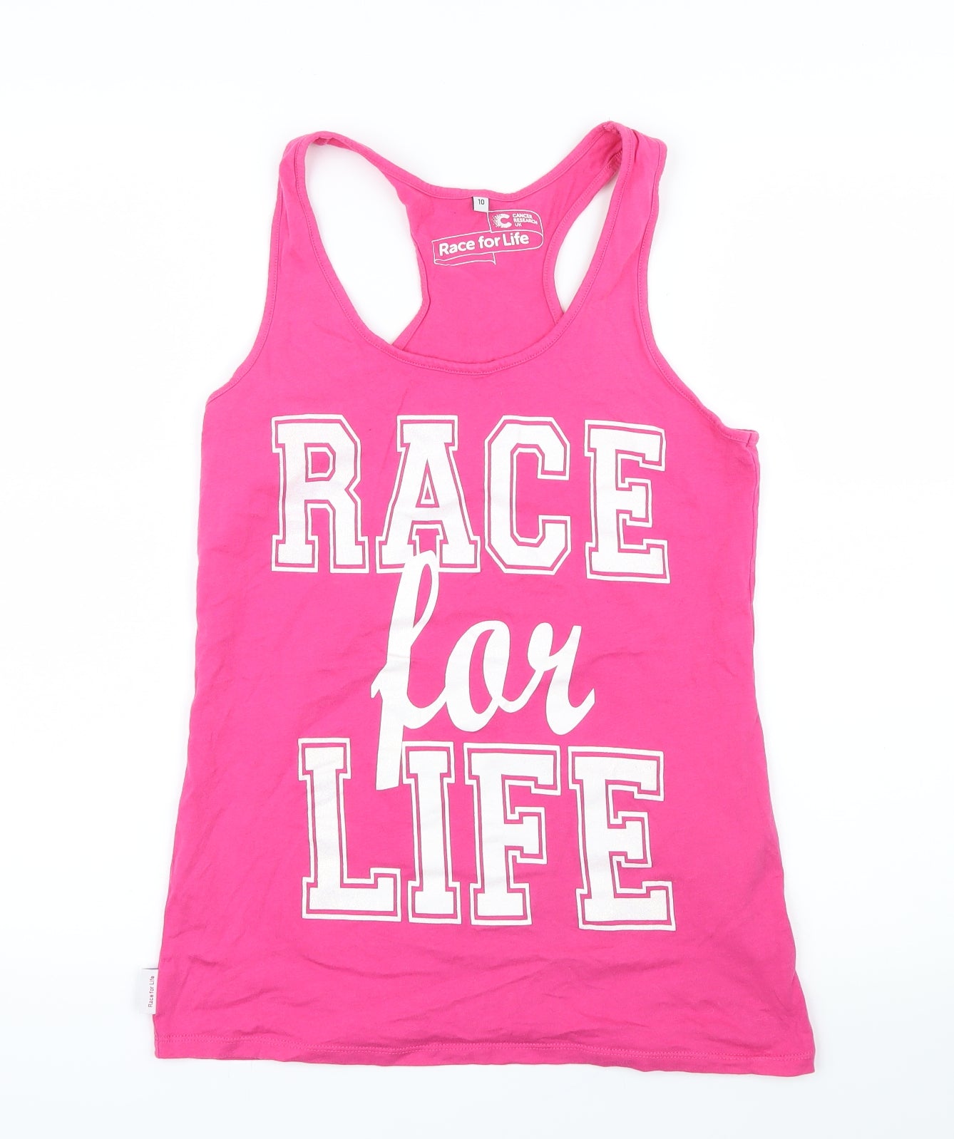 Cancer Research UK Womens Pink   Basic Tank Size 10  - Race For Life