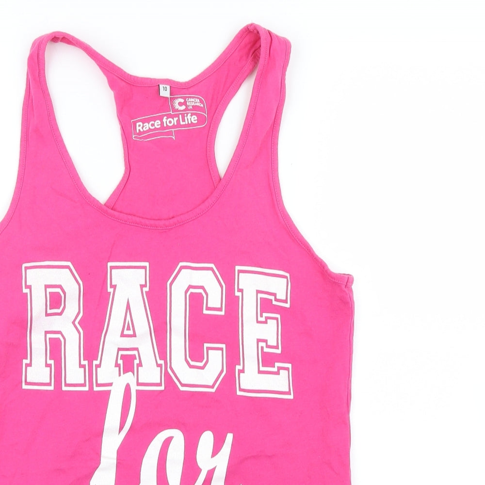 Cancer Research UK Womens Pink   Basic Tank Size 10  - Race For Life