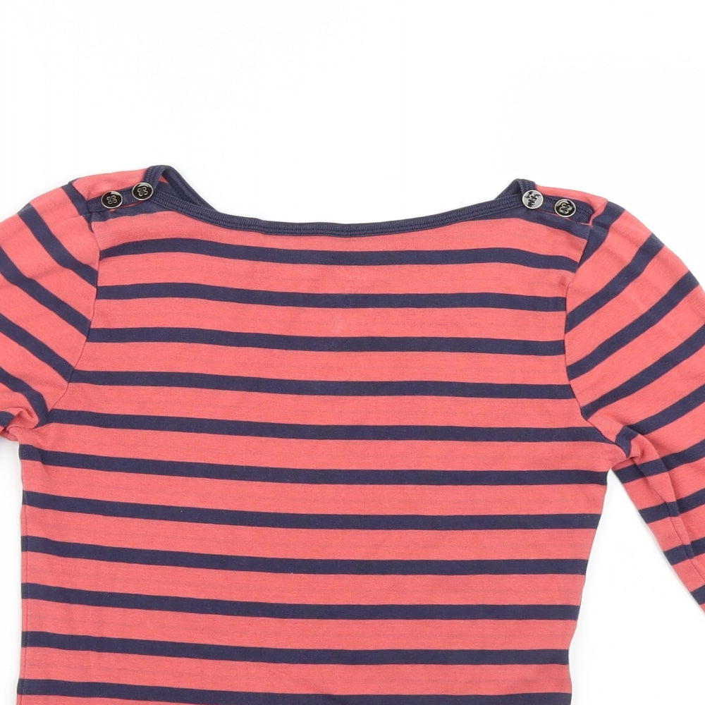 Peacocks Womens Blue Striped  Basic T-Shirt Size 8