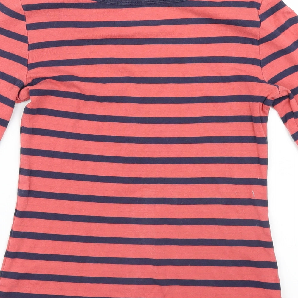 Peacocks Womens Blue Striped  Basic T-Shirt Size 8