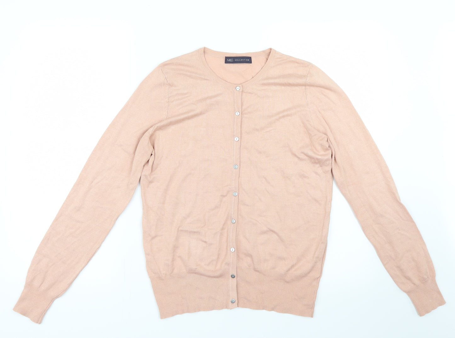Marks and Spencer Womens Beige  Knit Cardigan Jumper Size 12