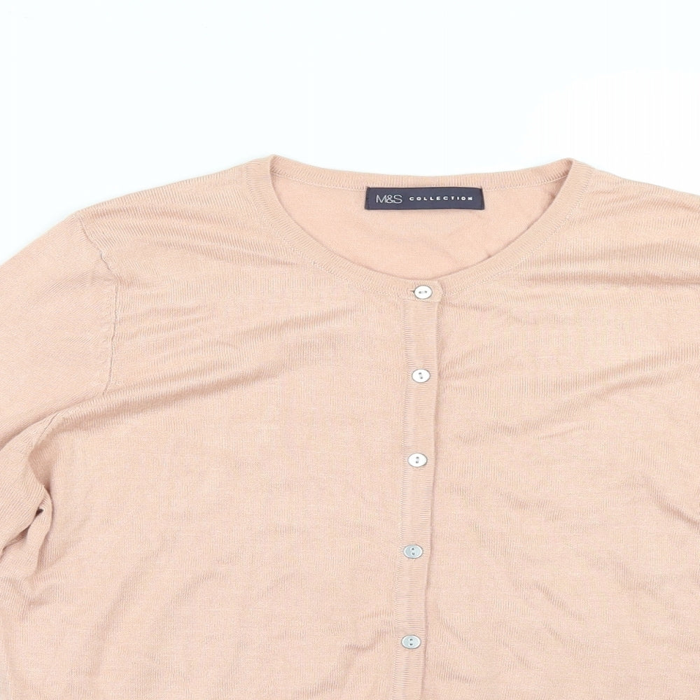 Marks and Spencer Womens Beige  Knit Cardigan Jumper Size 12