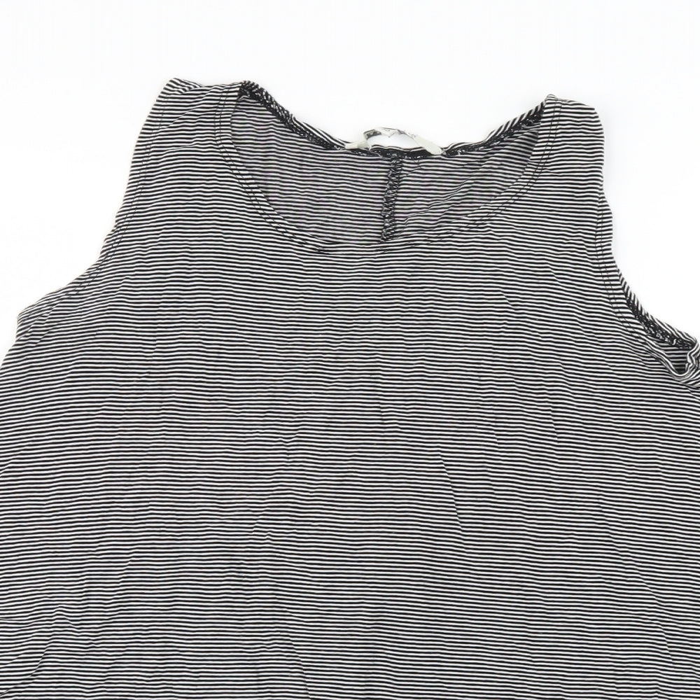 Easy Wear Womens Black Striped  Basic T-Shirt Size 10