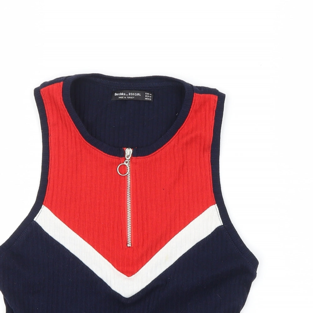 Bershka Womens Blue   Cropped T-Shirt Size 10