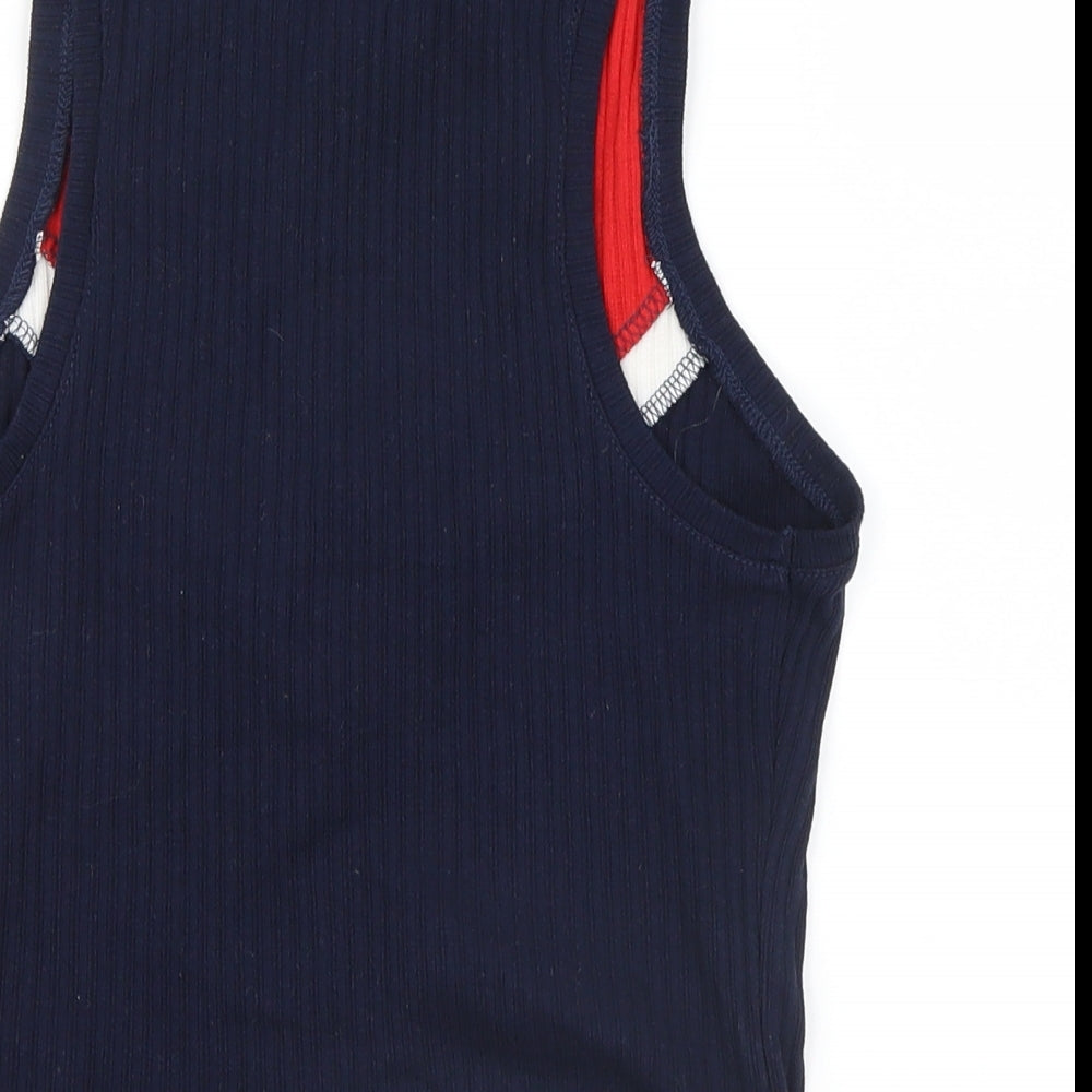 Bershka Womens Blue   Cropped T-Shirt Size 10