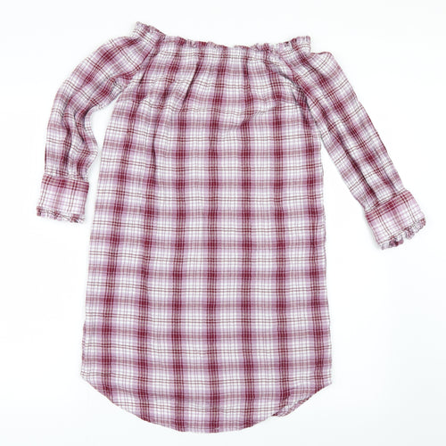 New Look Womens Pink Check  Shirt Dress  Size 10
