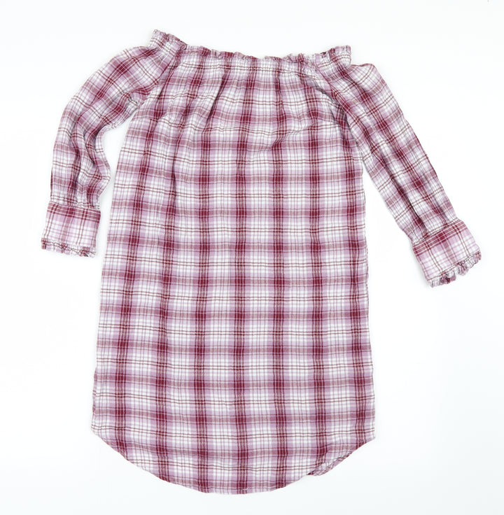 New Look Womens Pink Check  Shirt Dress  Size 10