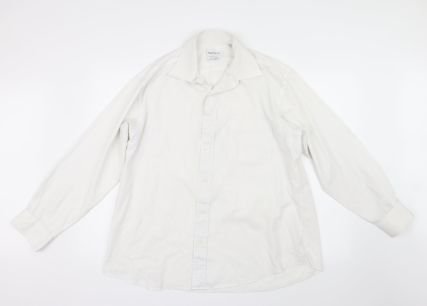 Van Heusen Mens White    Button-Up Size 16.5