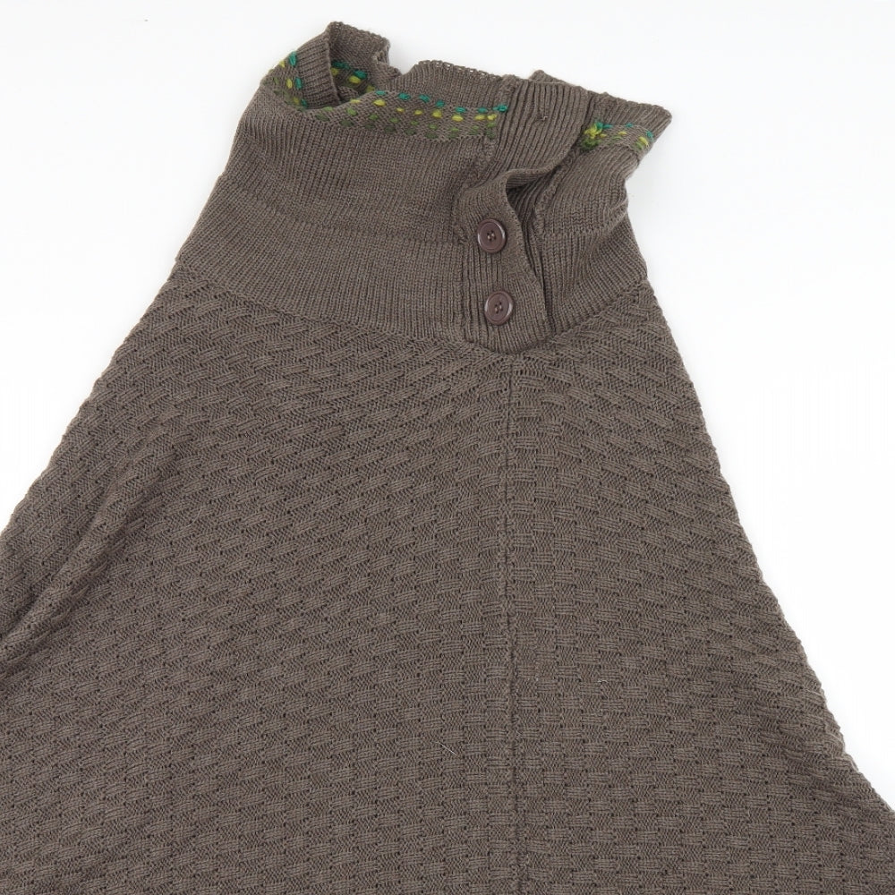 Kliss Womens Brown  Knit Jacket Poncho Size S