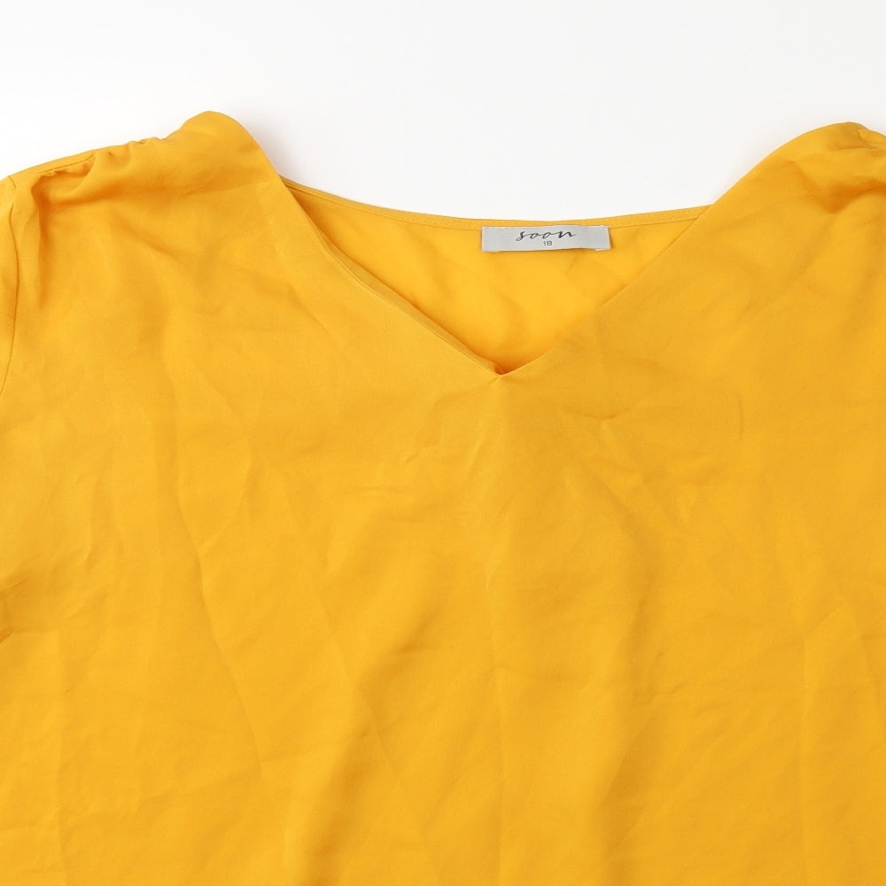 Soon Womens Yellow   Basic Blouse Size 18