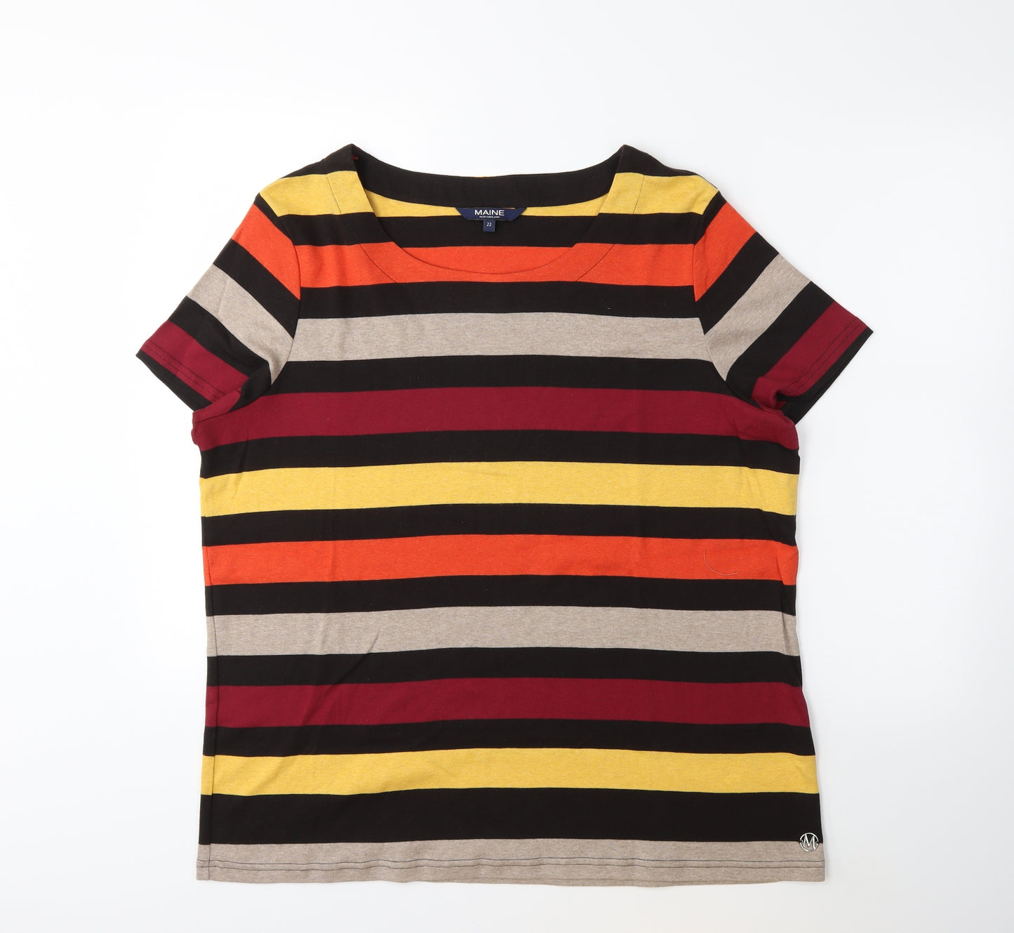 Maine Womens Red Striped  Basic T-Shirt Size 22