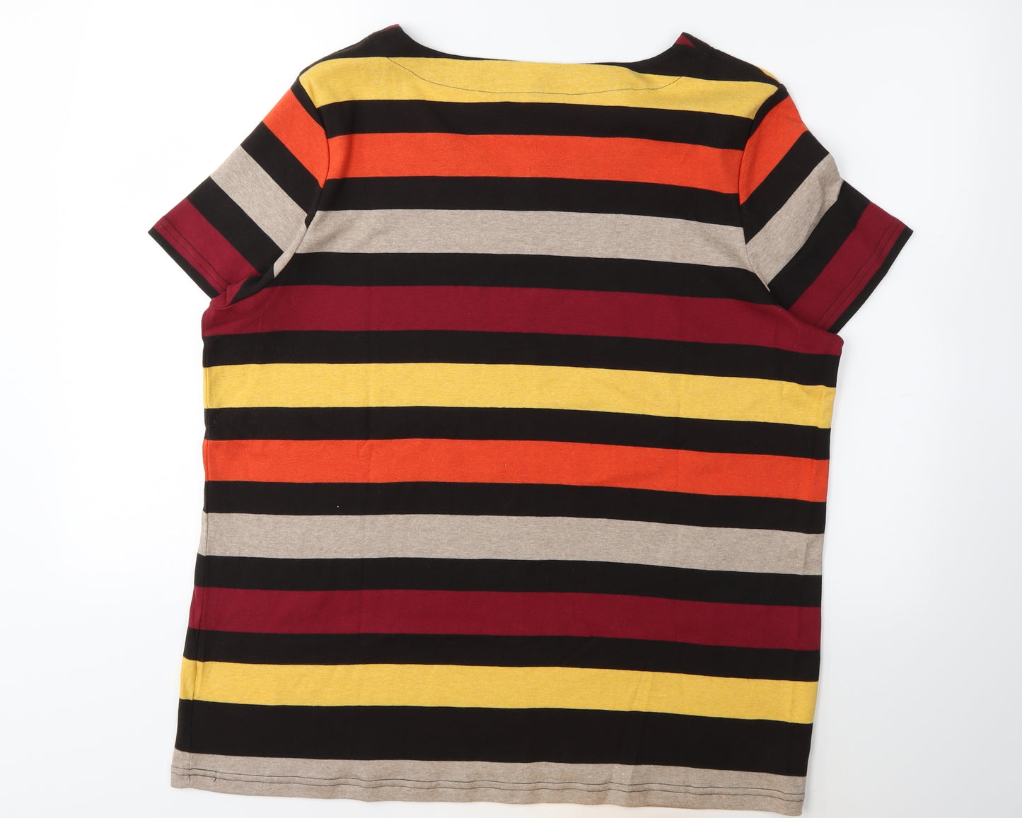 Maine Womens Red Striped  Basic T-Shirt Size 22