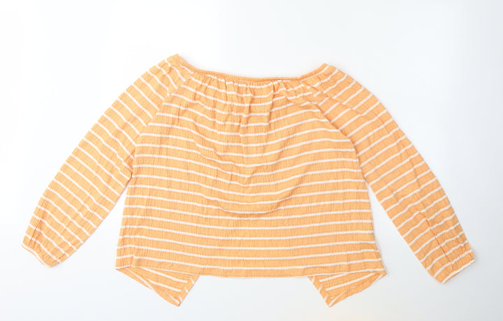 NEXT Womens Orange Striped  Basic Blouse Size 14