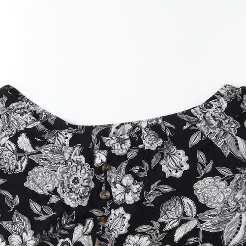 Papaya Womens Black Floral  Basic Blouse Size 16