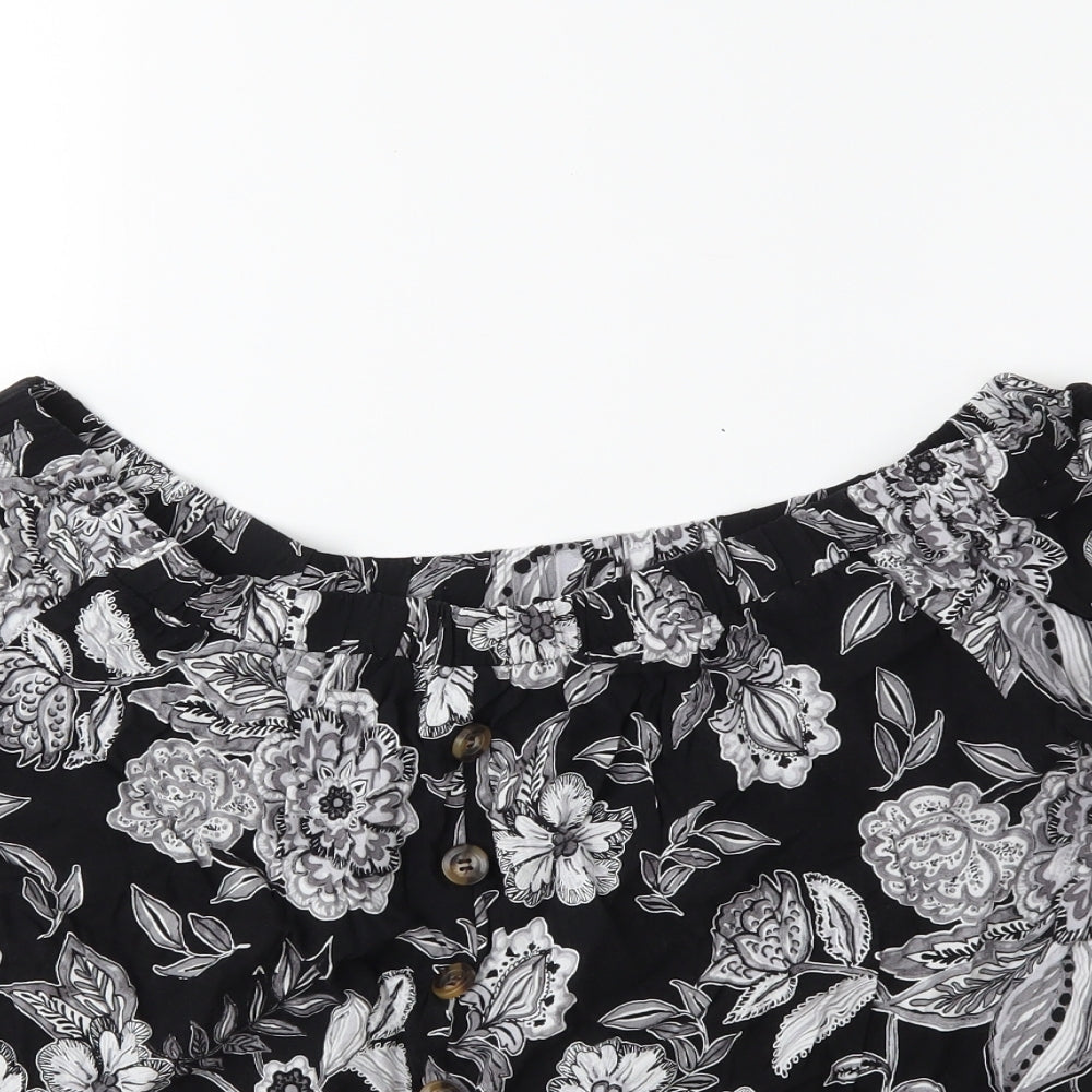 Papaya Womens Black Floral  Basic Blouse Size 16