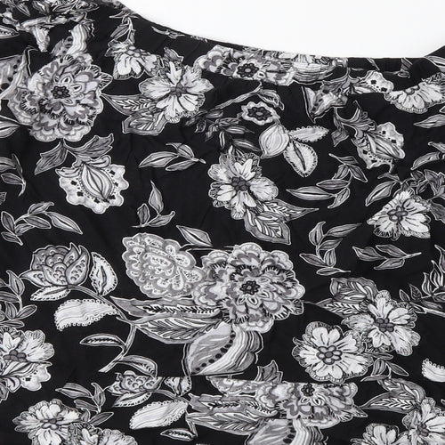 Papaya Womens Black Floral  Basic Blouse Size 16