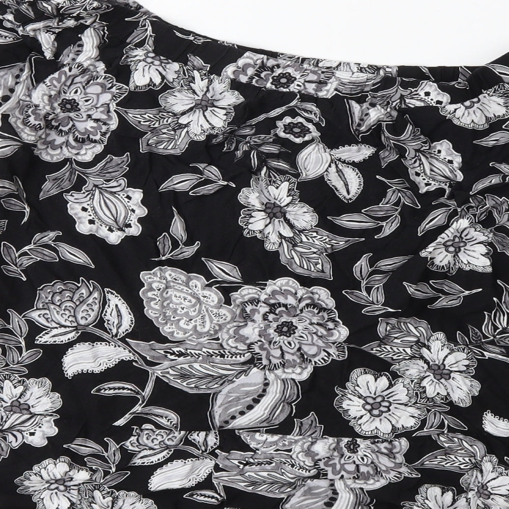 Papaya Womens Black Floral  Basic Blouse Size 16