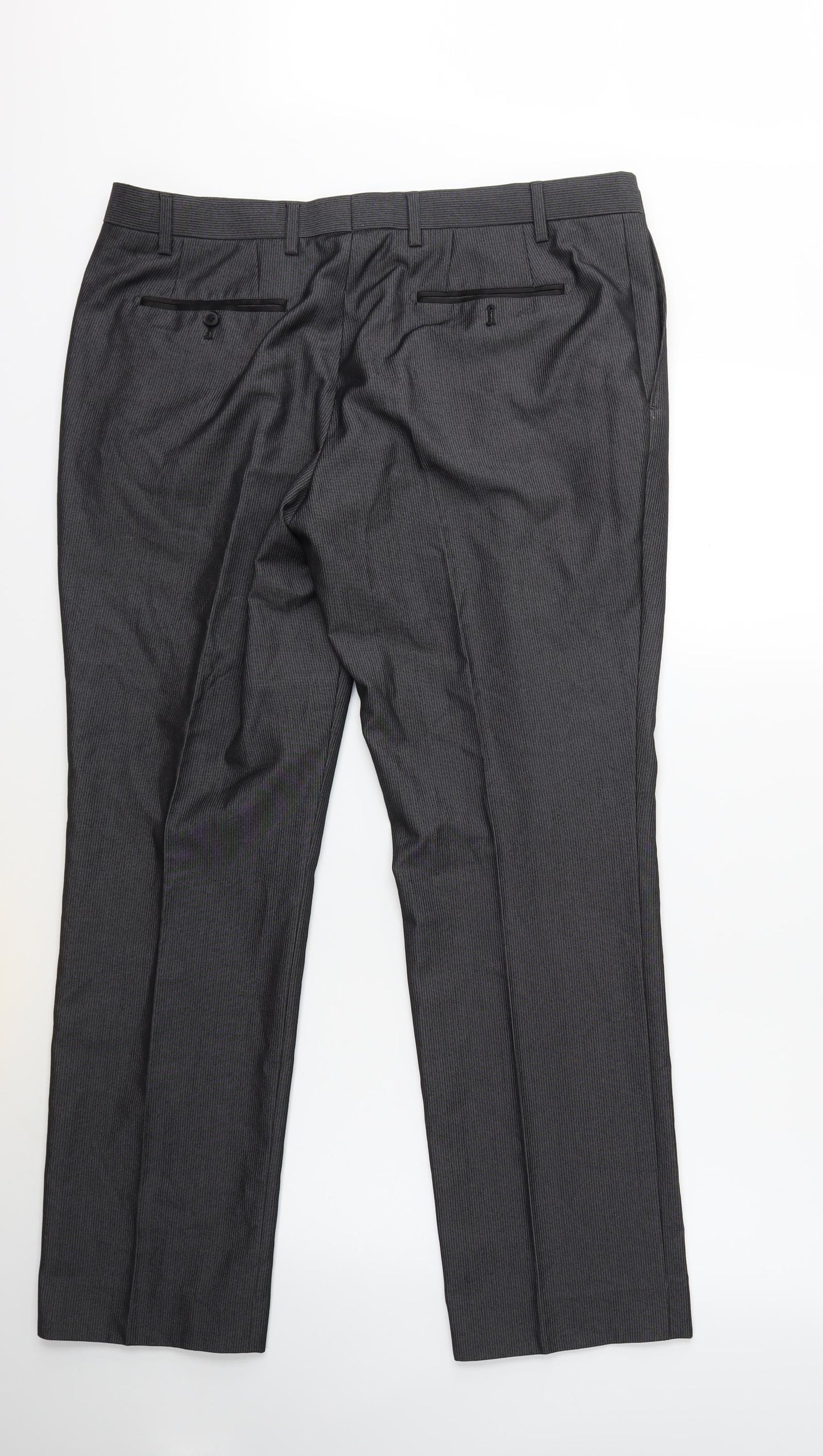 NEXT Mens Grey Striped  Trousers  Size 38 in L30 in