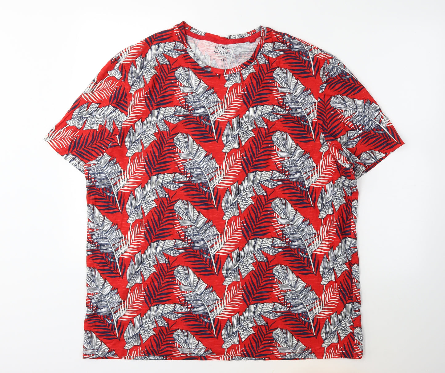 George Mens Red Floral   T-Shirt Size 2XL