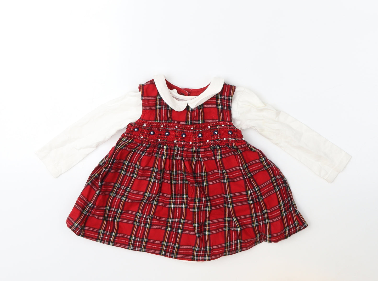 TU Baby Red Check  Fit & Flare  Size 6-9 Months