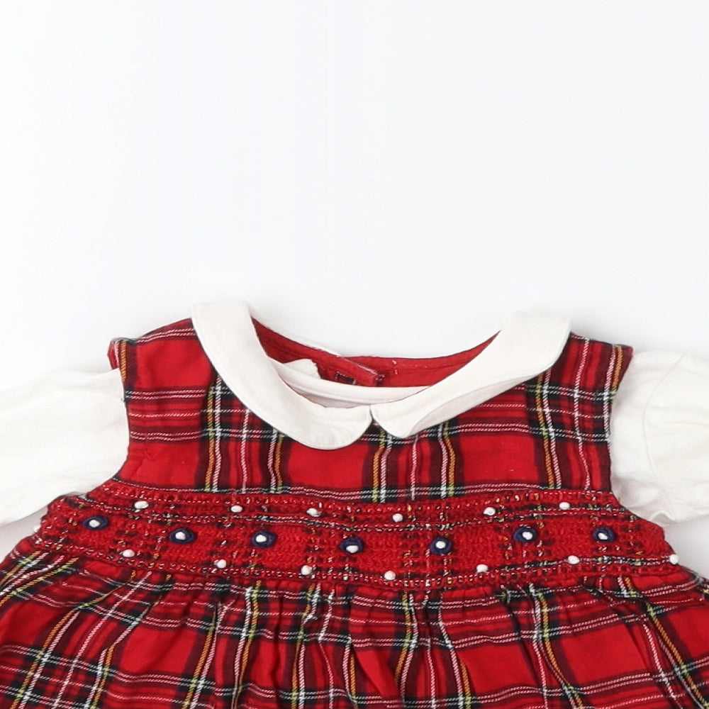TU Baby Red Check  Fit & Flare  Size 6-9 Months