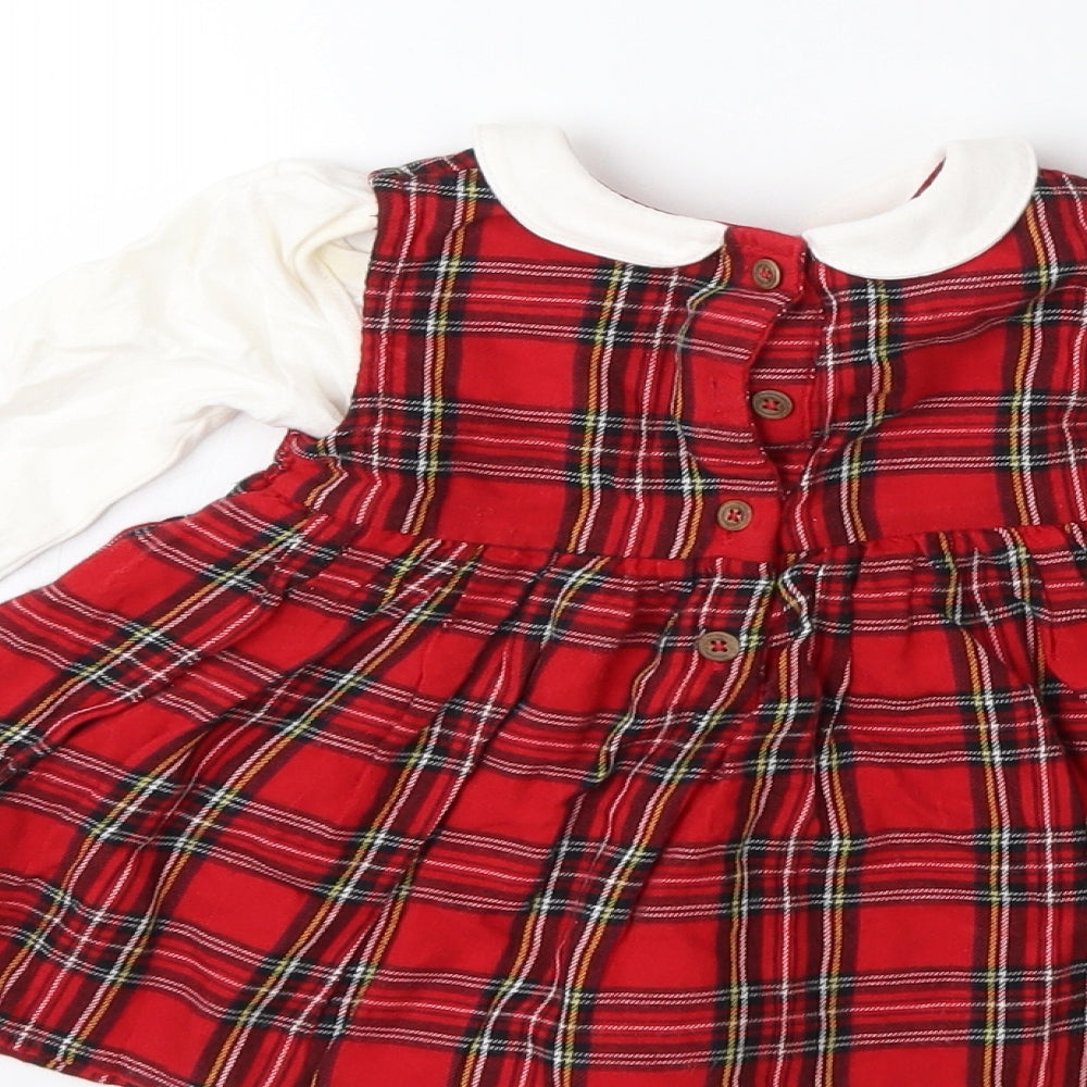 TU Baby Red Check  Fit & Flare  Size 6-9 Months