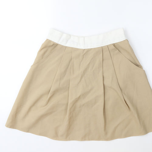 Preworn Womens Beige   Pleated Skirt Size 26 in