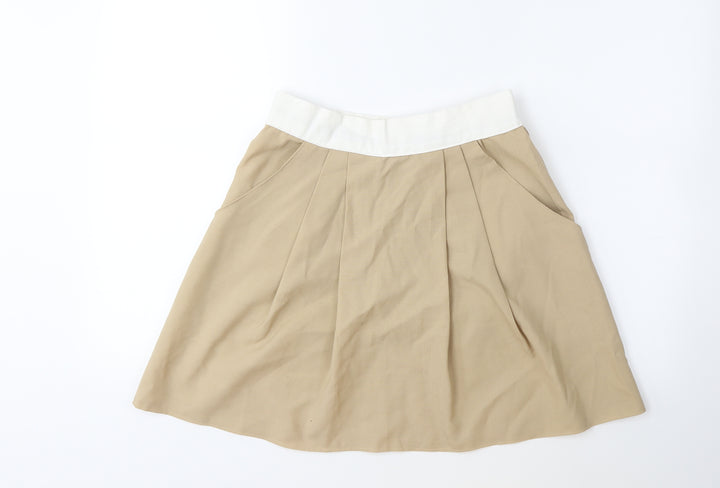 Preworn Womens Beige Pleated Skirt Size 26 in