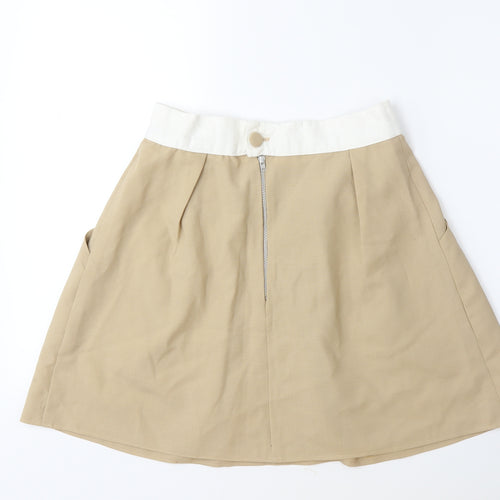 Preworn Womens Beige   Pleated Skirt Size 26 in