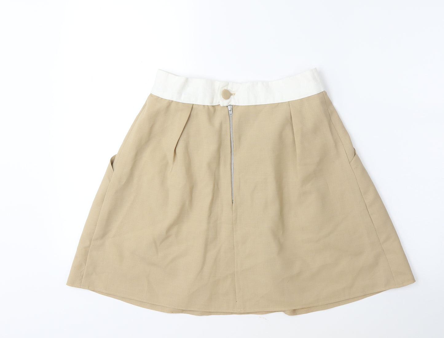 Preworn Womens Beige   Pleated Skirt Size 26 in