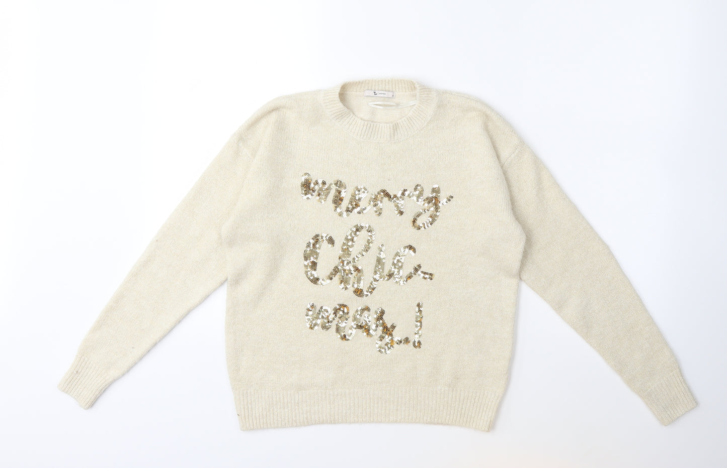 TU Womens Beige  Knit Pullover Jumper Size 10