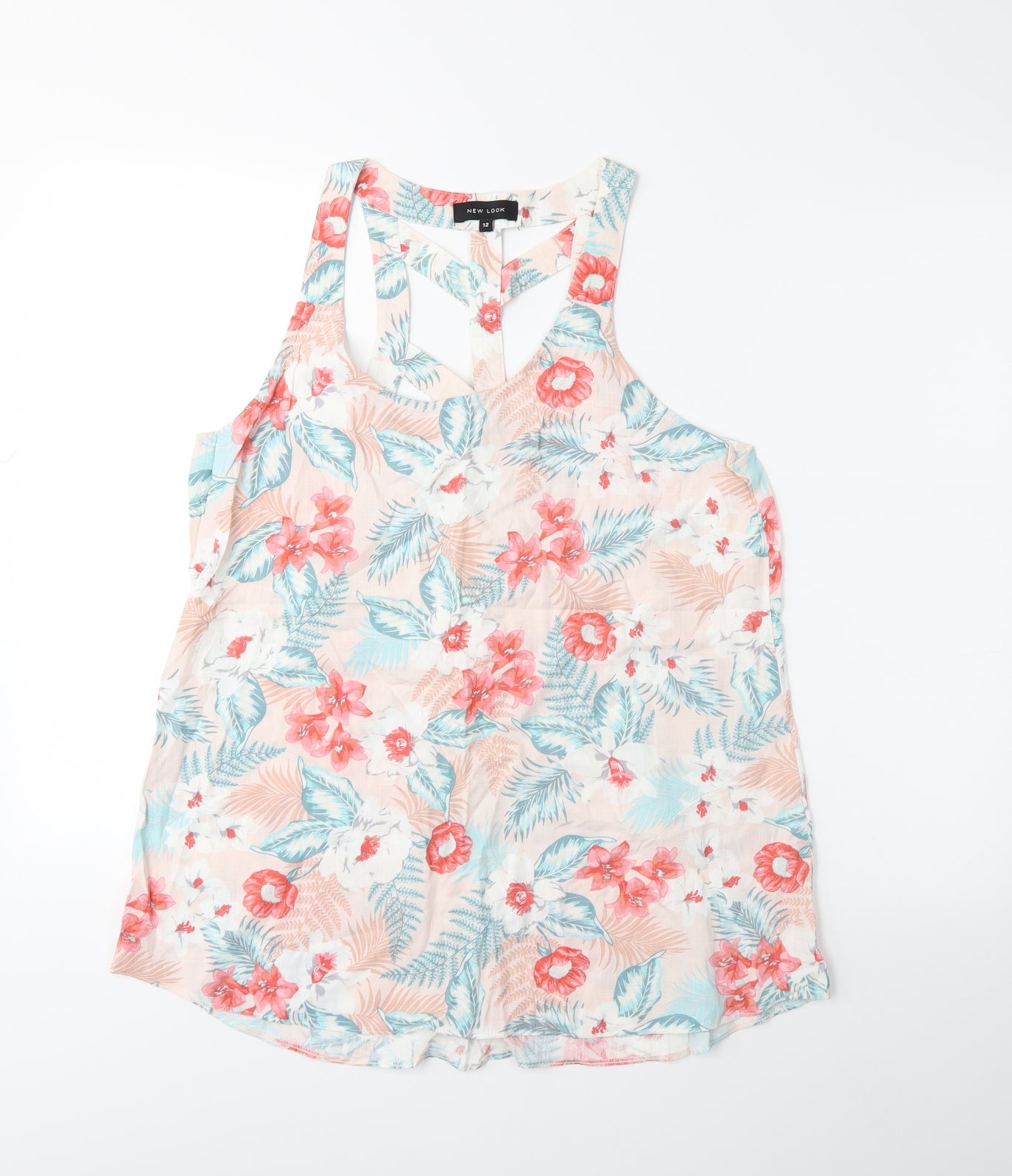 New Look Womens Pink Floral  Basic Blouse Size 12
