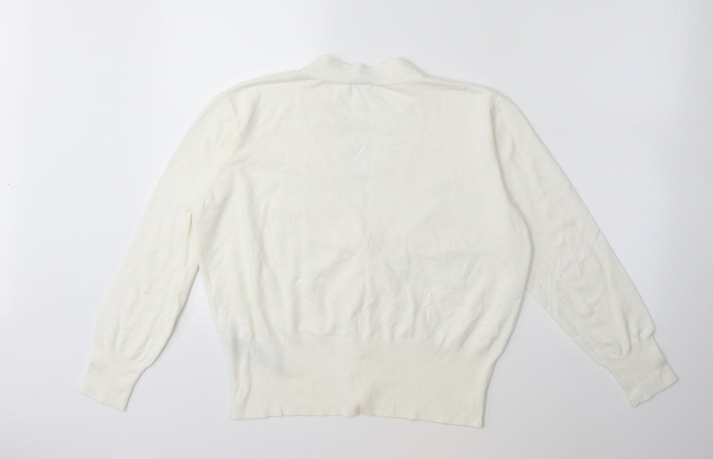 Zara Womens White  Knit Cardigan Jumper Size L