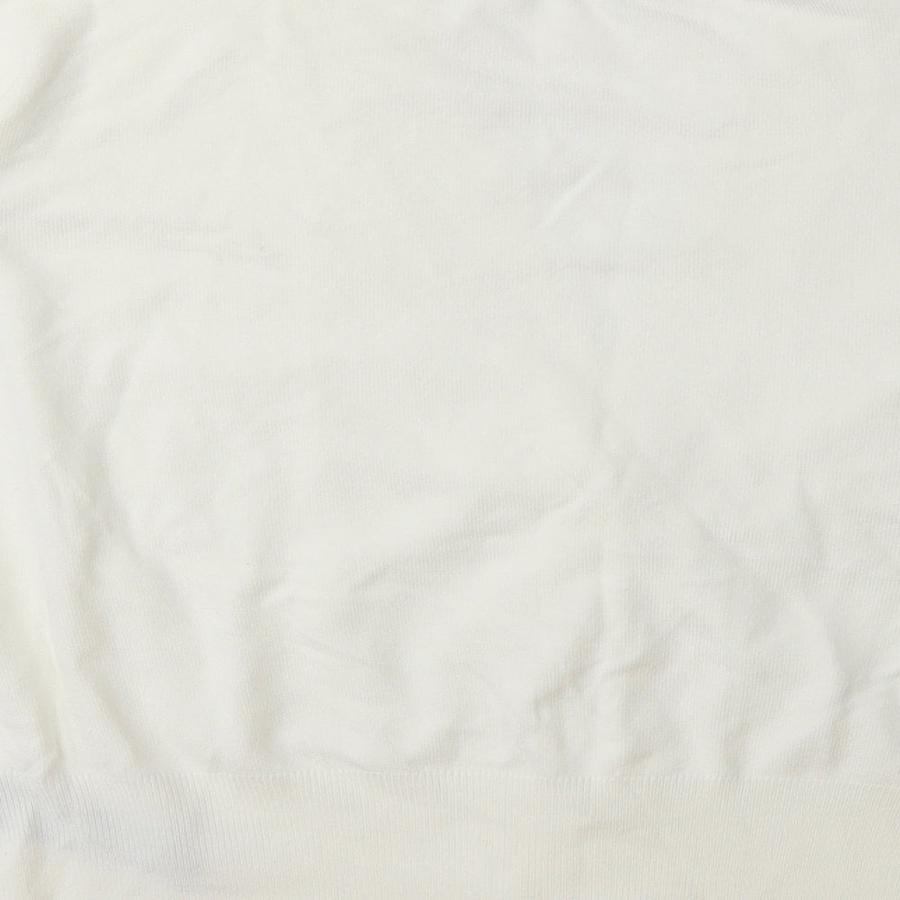 Zara Womens White  Knit Cardigan Jumper Size L