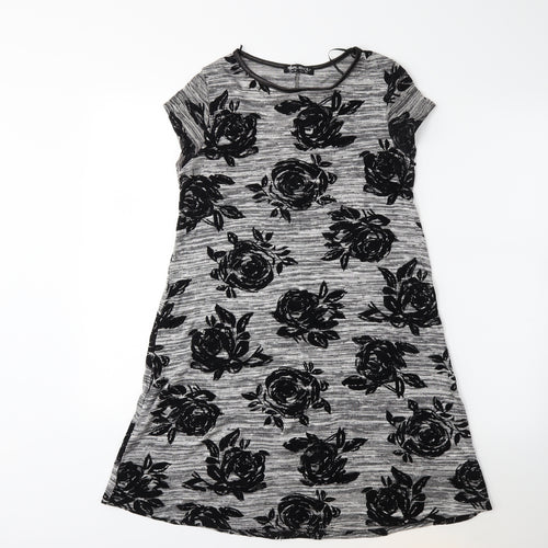 Select Womens Grey Floral  T-Shirt Dress  Size 10