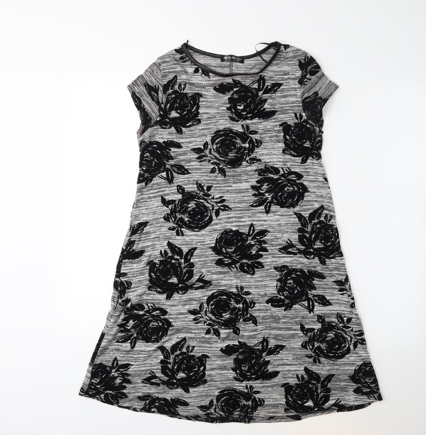 Select Womens Grey Floral  T-Shirt Dress  Size 10