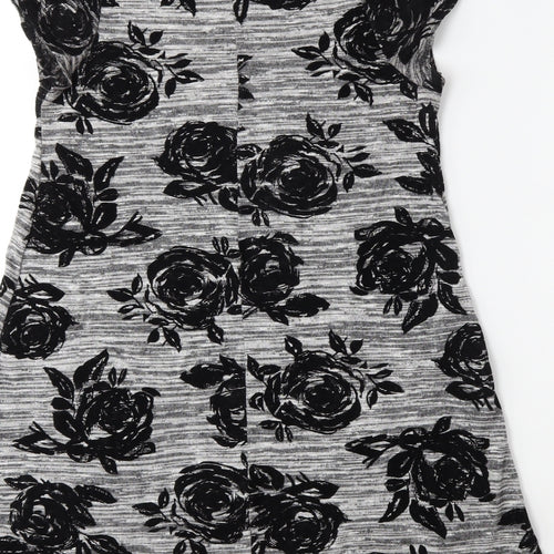 Select Womens Grey Floral  T-Shirt Dress  Size 10