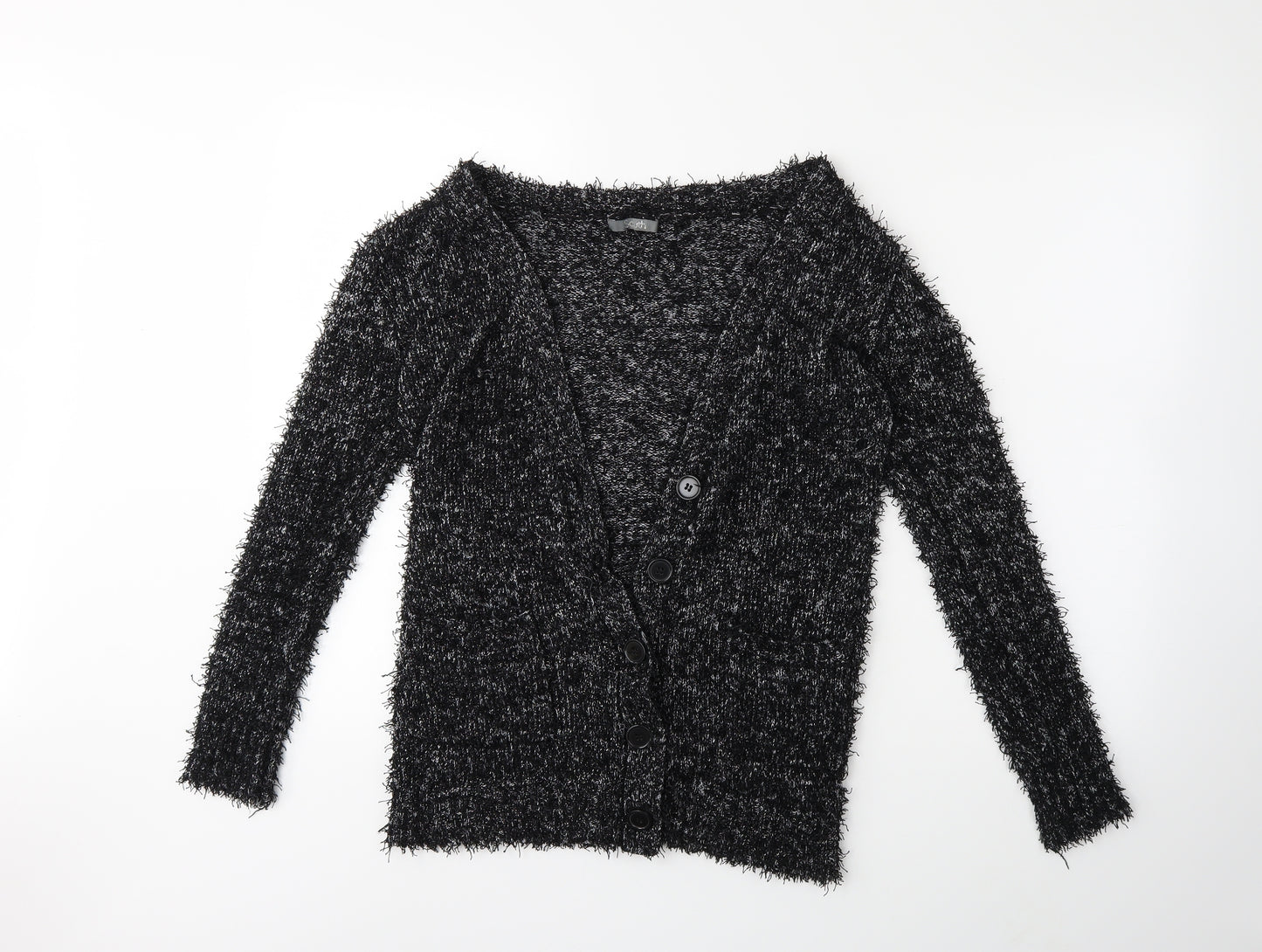 South Womens Black  Knit Cardigan Jumper Size 14