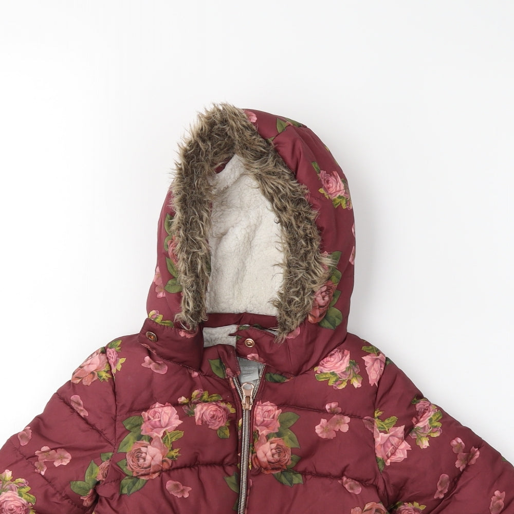 Primark Baby Red Floral Ramie Puffer Jacket Coat Size 12-18 Months