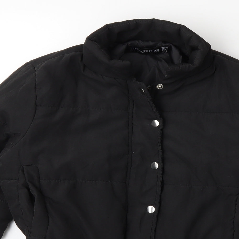 PRETTYLITTLETHING Womens Black   Puffer Jacket Coat Size 6