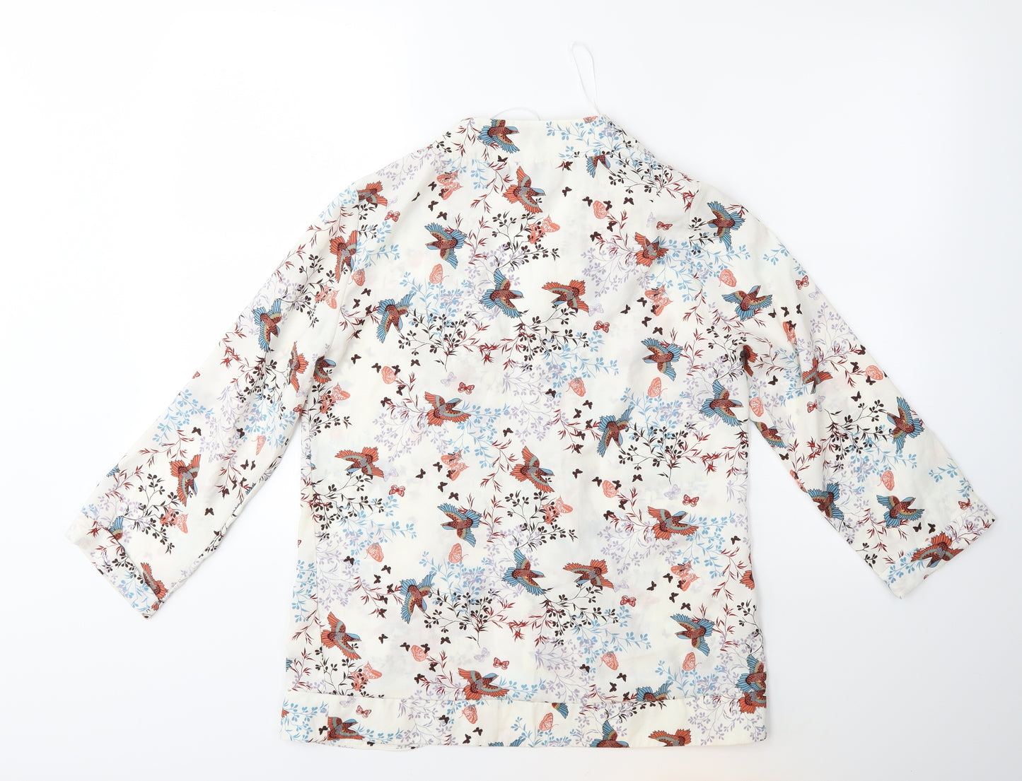 New Look Womens White Floral  Kimono Blouse Size 12