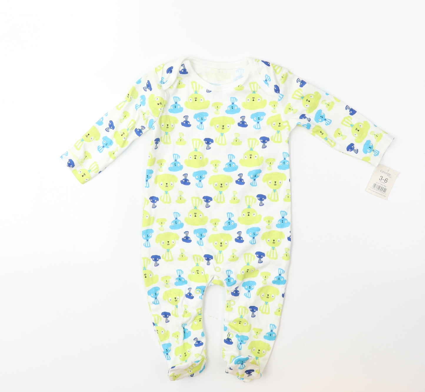 George Baby Green Geometric  Babygrow One-Piece Size 3-6 Months