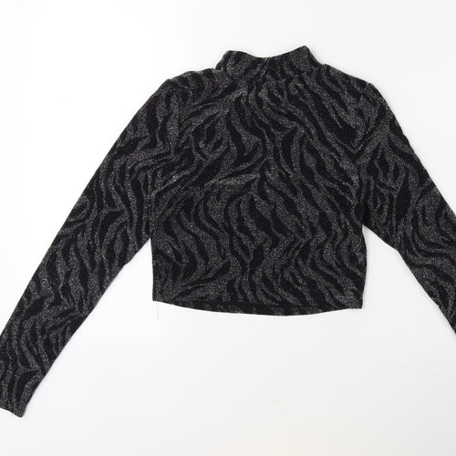 New Look Womens Black Animal Print Knit Pullover Jumper Size 14