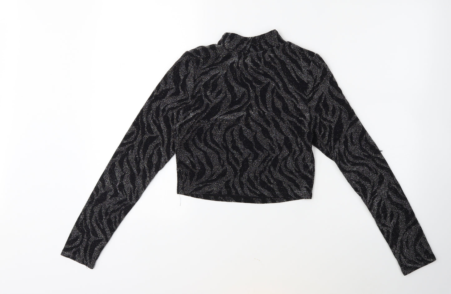 New Look Womens Black Animal Print Knit Pullover Jumper Size 14