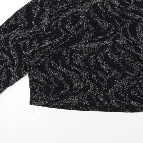New Look Womens Black Animal Print Knit Pullover Jumper Size 14