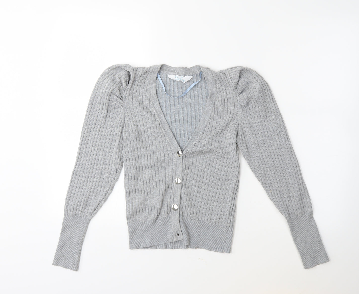 Primark Womens Grey  Knit Cardigan Jumper Size 10