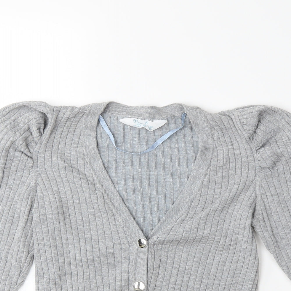 Primark Womens Grey  Knit Cardigan Jumper Size 10