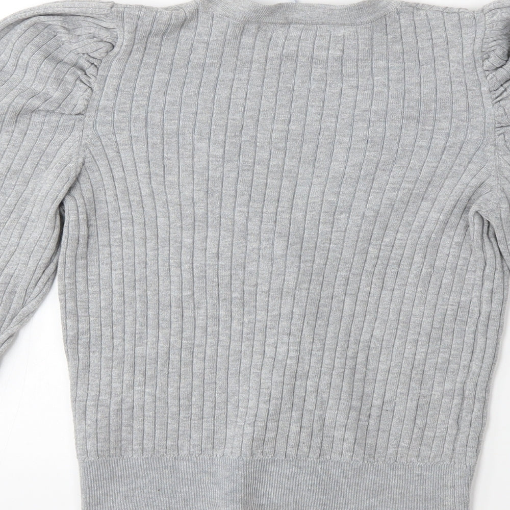 Primark Womens Grey  Knit Cardigan Jumper Size 10